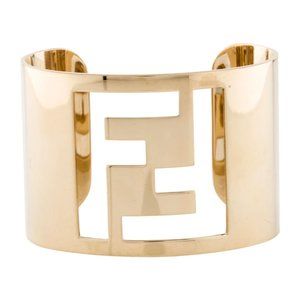 Fendi Gold Cutout Logo Zucca Cuff, GREAT CONDITION
